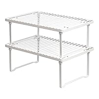 Amazon Basics Stackable Metal Kitchen Storage Shelves, Set of 2 - White, 12.5