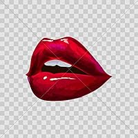 Decoration Vinyl Sticker Sexy red Woman Lips kiss Decoration Motorbike 6 X 4,45 in.