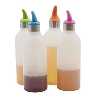 Lancoon 4 Pcs Squeeze Bottle, 15 oz Plastic Condiment Squirt Bottles Sauce Dispenser Dressing Bottle for Hot Sauce, Condiments, Syrup, Ketchup, Olive Oil, Mustard, Arts and Crafts