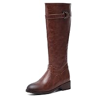 Women's fishion soft PU Leather Knee High boot chunky Block Heel zipper Slouchy Boots