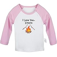 I Love You S'More Bonfire Marshmallows Novelty T Shirt Infant Baby T-Shirts, Newborn Long Tops, Kids Graphic Tee Shirts