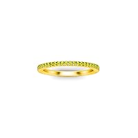 1.00 Ctw Round Cut Lab Created Green Peridot Half Eternity Engagement Wedding Band Ring For Womens & Girls 14K Yellow Gold Plated