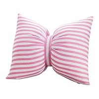 Aowufan Striped Cotton Bow Tie Pillow Plush Sofa Cushion Home Office Car Headrest Neck Pillow Waist Pillow Washable (Pink, 7.87