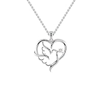 Certified Bird in Heart Pendant in 14K White/Yellow/Rose Gold with 0.06 Ct Round Natural Solitaire Diamond & 18k Gold Chain Necklace | Bird Lover Pendant Necklace for Wife, Grandmother (IJ, I1-I2)