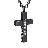 Personalized Cross Urn Necklace for Ashes Stainless Steel Necklace In Loving Memory Customize Text Cross Urn Pendant Ashes Holder Keepsake Memorial Jewelry for Men