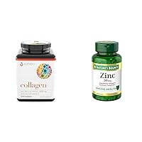 Youtheory Collagen with Vitamin C, Advanced Hydrolyzed Formula for Optimal Absorption & Nature's Bounty Zinc 50mg, Immune Support & Antioxidant Supplement, Promotes Skin Health 250 Caplets