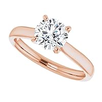 925 Silver, 10K/14K/18K Solid Gold Moissanite Engagement Ring,1.0 CT Round Cut Handmade Solitaire Ring, Diamond Wedding Ring for Women/Her Anniversary Ring, Birthday Ring,VVS1 Colorless Gift