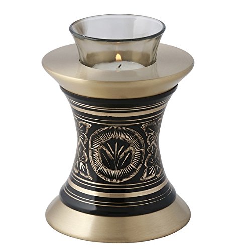 MEMORIALS 4U Memorials4u Majestic Golden Aura Tealight Urn - Black & Gold Tea Light Urn for Ashes - Candle Urn - NOT Intended for Full Cremation Ash Quantity