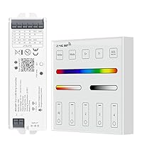 BTF-LIGHTING WR01RF Wireless 2.4G RF 4 Zones RGB RGBW RGBCCT Wall Mounted Smart Panel Remote, WB5 2.4GHz WiFi PWM LED Controller Compatible with Alexa Google Home Smart Life Tuya Smart APP Control