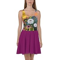 Skater Dress with JunglePixie Pink 6 Sunrise Bouquet Painting Print