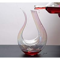 Multicolour Wine Decanter - 100% Lead-Free U Shaped Crystal Glass Wine Carafe Hand-Blown Red Wine Decanter Carafe