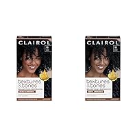 Clairol Textures & Tones Permanent Hair Dye, 1B Silken Black Hair Color, Pack of 2
