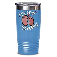 23rd Anniversary Tumbler for Husband Wife Funny Vegan Vegetarian Food Pun Its Bean 23 Years Silver Plate Cute Keepsake for Married Couples Parents 20