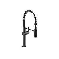 KOHLER 22973-BL Crue High-Arc Kitchen Faucet with Pull Down Spring Spout, Professional Pre-Rinse Kitchen Faucet, Commercial Faucet, Matte Black