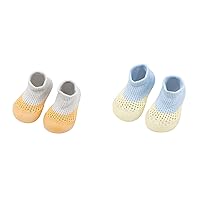 2PCS Sneakers for Toddlers Boys First Shoes Mesh Toddler Infant Elastic Color Socks Walkers Indoor Hole Baby Baby Shoes Baby Sneakers Size 4