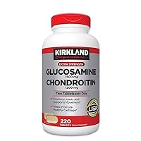 Kirkland -Signature Extra Strength Glucosamine 1500mg/Chondroitin 1200mg, 220 Count,Suports Joint Cushioning,Nourishes Joint and Connective Tissue (Pack of 1)