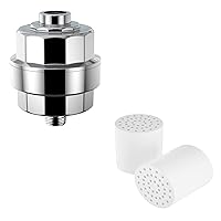 20 Stage Shower Filter with 2 Pack 20-Stage Shower Filter Replacement Cartridge, Polished Chrome