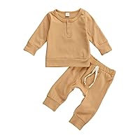 Seyurigaoka Baby Unisex Clothes,Long Sleeve Sweatshirt Top with Pants Set 2 Piece Outfit,Baby Boy Girl Fall Winter Clothes