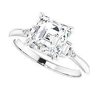 Moissanite Star Moissanite Ring Asscher 2.0 CT, Moissanite Engagement Ring/Moissanite Wedding Ring/Moissanite Bridal Ring Set, Sterling Silver Ring, Perfact Gifts for Wife