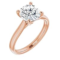 10K Solid Rose Gold Handmade Engagement Ring 2 CT Round Cut Moissanite Diamond Solitaire Wedding/Bridal Ring for Women/Her, Amazing for Wife