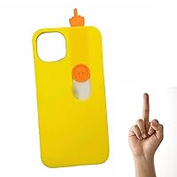 3D Printed Sliding Middle Finger Phone Case Toy, Creative Friendly Gesture Case Toy Model for iPhone 15/14/13 (Yellow, for iPhone 15 Pro)