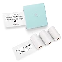 Phomemo M02 Mini Printer- Bluetooth Thermal Photo Printer with 3 Rolls Transparent Sticker Paper, Compatible with iOS + Android for Plan Journal, Study Notes, Art Creation, Work, Gift