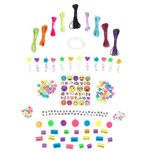 Just My Style Emoticon Message Beads, DIY 20+ Custom Accessories Using Symbols Alphabet Letters & Emojis, Great for Sleepover & Girls Night, Perfect Weekend Activity For Kids Ages 6, 7, 8, 9