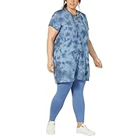 Ideology Womens Plus Fitness Workout Tunic Top Blue 2X