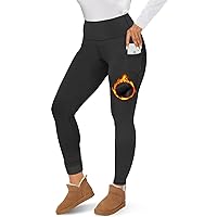 CAMPSNAIL Fleece Lined Leggings Women - Thick Soft High Waisted Black Tummy Control Thermal Warm Velvet Pants for Cold Winter
