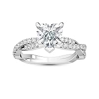 1-5 Carat (ctw) Platinum Pear Cut LAB GROWN Diamond Side Stone Engagement Ring [ Color D-E, Clarity VS1-VS2 ]