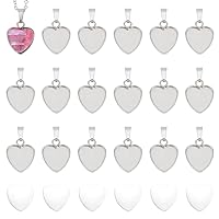UNICRAFTALE 40 Sets Stainless Steel DIY Blank Heart Pendant Making Kit Blank Dome Bezel Trays Base Charms with Glass Cabochons Pendant Cabochon Settings for Jewelry Making