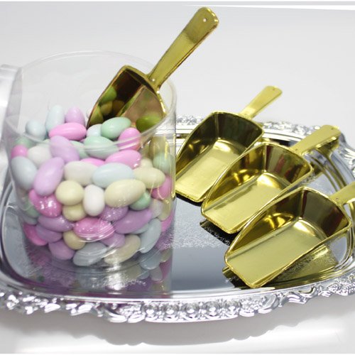 Homeford Small Plastic Candy Scoops, Small/3.25-Inch, Gold, 12-Pack