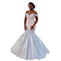 Plus Size Sweetheart Neckline Sequins Satin Lace Beach Mermaid Wedding Dresses for Bride Long Train Bridal Gowns