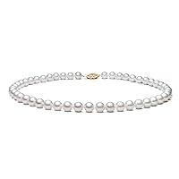 6-6.5mm 14k Yellow Gold White Akoya Saltwater Cultured Pearl Necklace AA+ Quality