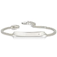 Sterling Silver Blank Identity Bracelet. Baby's First Diamond Adjustable Jewelry Bracelets For Girls. Perfect as Birthday Gift, Celebrations, Baptism or Christening Gifts