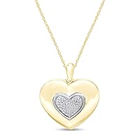 Natural Round White Diamond Accent Heart Locket Two Tone Pendant Necklace Along With 18