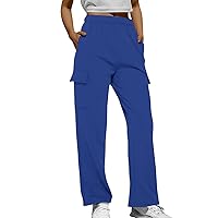 Women's Cargo Pants High Waisted Wide Leg Sweatpants Solid Color Running Athletic Workout Lounge Trousers