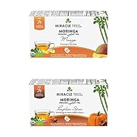 Miracle Tree - Organic Moringa Superfood Tea, 2 Pack Bundle, 2x25 Individually Sealed Tea Bags (Mango, Pumpkin Spice)