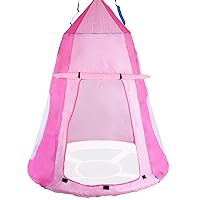 Kids Hanging Swing Tent Cover-Waterproof Hammock Chair Play House Castle Nest for 40in Round Saucer Nest Disc Rope Ceiling Tree Swing Indoor Outdoor Bedroom Backyard Playground