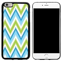 Blue and Green Connected Circle Zig-Zag Design iPhone 6/6s Plus Hybrid Case Cover, Black