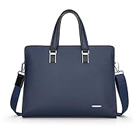 Men's Briefcase Real Calfskin Leather Laptop Bags Messenger Bags Multi-Pocket Business Work Shoulder Bag