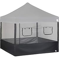 E-Z UP Food Booth Sidewall Kit, Set of 4, Fits 10' x 10' Straight Leg Canopy (Canopy/Shelter NOT Included), Includes 2 Roll-Up Serving Windows, Commercial Grade Mesh, Black