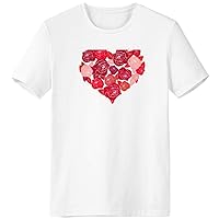 Pink Heart Shaped Roses Valentine's Day T-Shirt Workwear Pocket Short Sleeve Sport Clothing