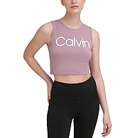 Calvin Klein Womens Performance Cropped Logo Top Size Large Color Stardust