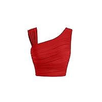SOLY HUX Women's Crop Tank Tops Ruched Asymmetrical Top Summer Casual Trendy Going Out Tops