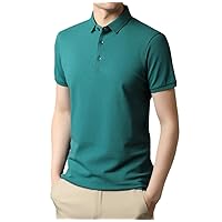 Summer Men Classic Pure Color Casual Short Sleeve Cotton Slim Polo-Shirt