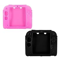 2Packs Protective Soft Silicone Rubber Gel Skin Case Cover for Nintendo 2DS (BL+PI)