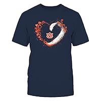 FanPrint Auburn Tigers - Beautiful Heart - Color Drop - University Team Logo T-Shirt