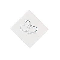 Fun Express - 2 Hearts Paper Cocktail Napkin for Wedding - Party Supplies - Print Tableware - Print Napkins - Wedding - 50 Pieces