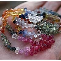 multi sapphire pink yellow sage green blue white tiny faceted briolette drop beads 2
